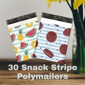 30 Snack Stripes 10x13 Poly Mailers